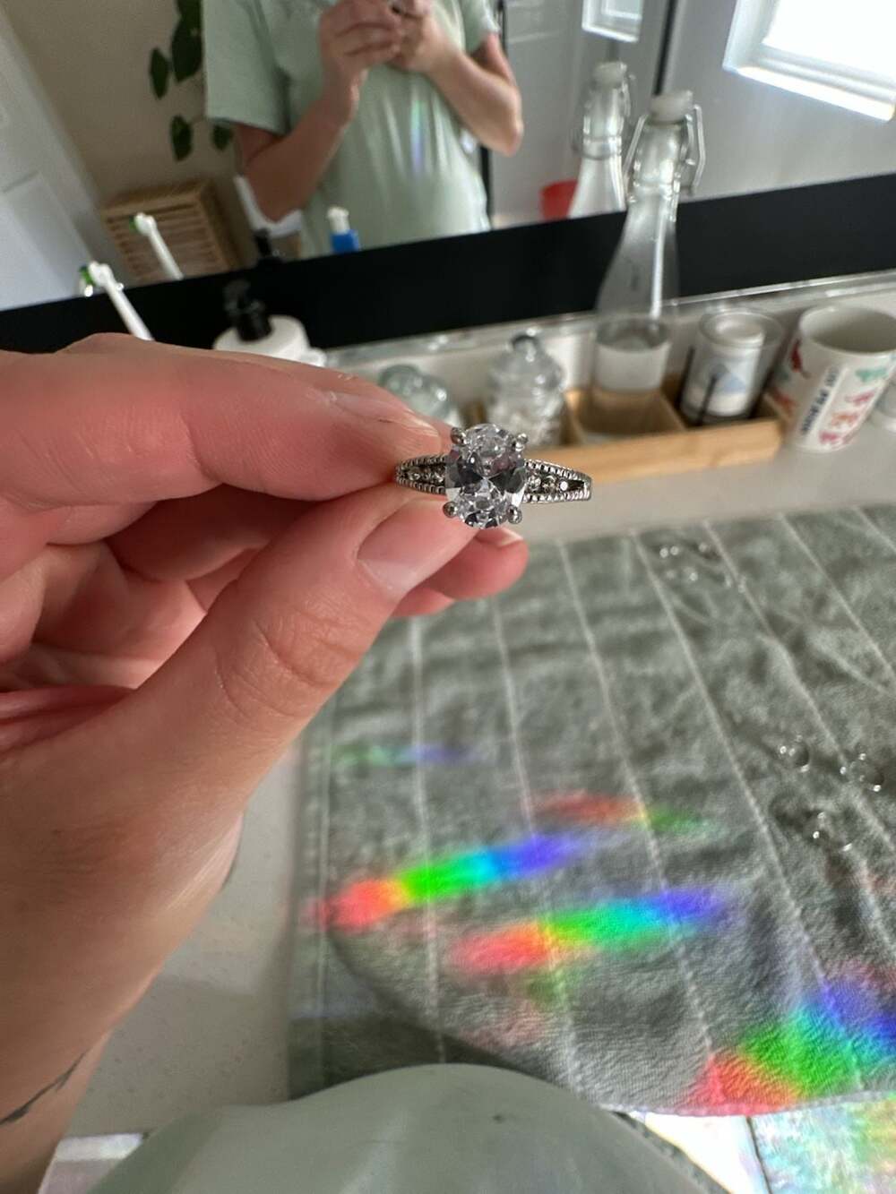 Lavish by TJM Sterling Silver Oval Cubic Zirconia Ring